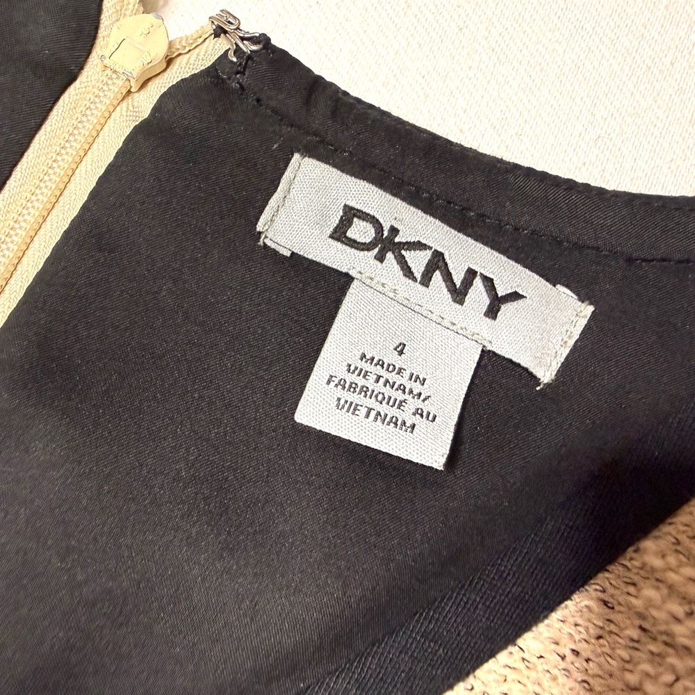 DKNY Cream & Black Trim Sleeveless Sheath Dress Size 4 - Picture 10 of 11